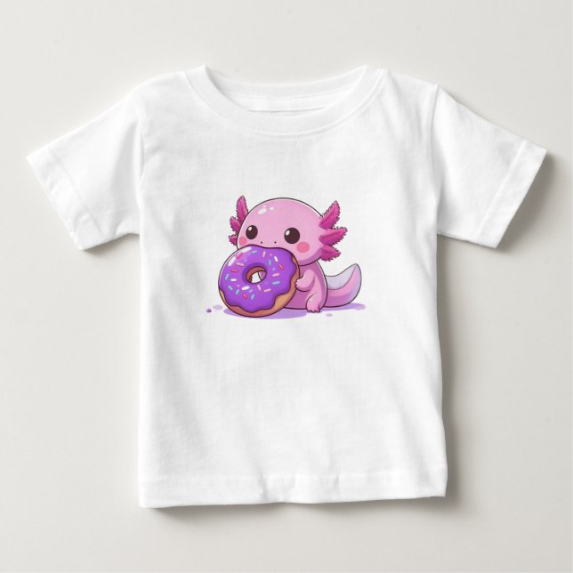 Axolotl äter lila nötter. baby t shirt (Framsida)