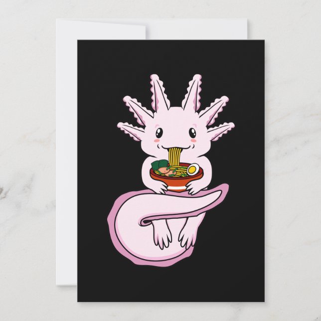 Axolotl äter Ramen Kawaii Djurfantast Husdjursägar Tack Kort (Framsida)