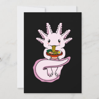 Axolotl äter Ramen Kawaii Djurfantast Pet Owner Tack Kort