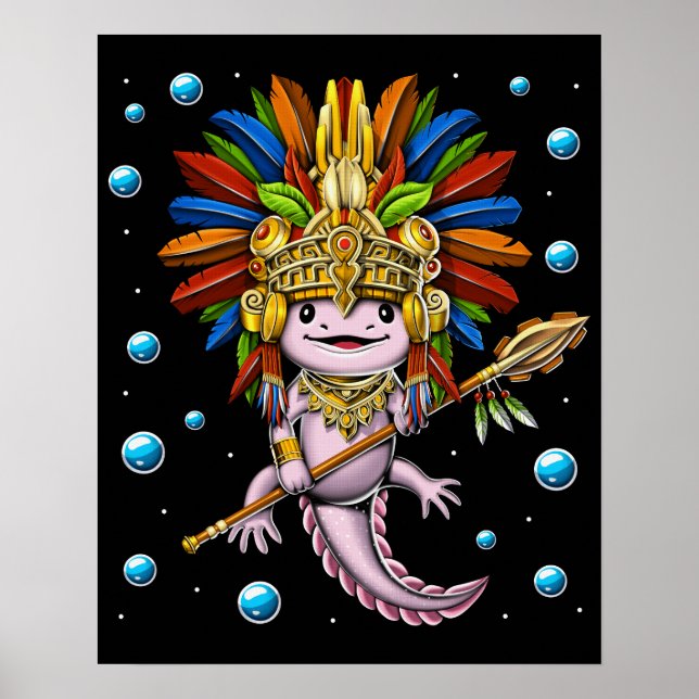 Axolotl Aztec Warrior Poster (Framsidan)