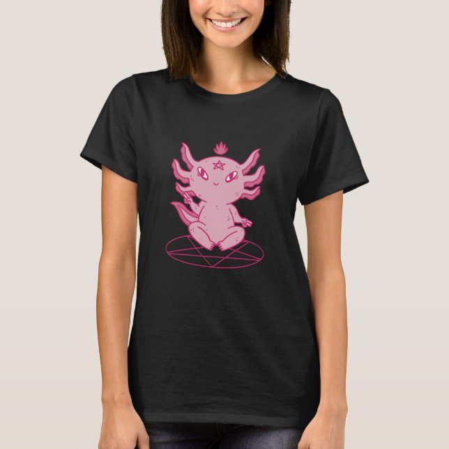 Axolotl Baphomet Pagan Black T Shirt (Framsida)
