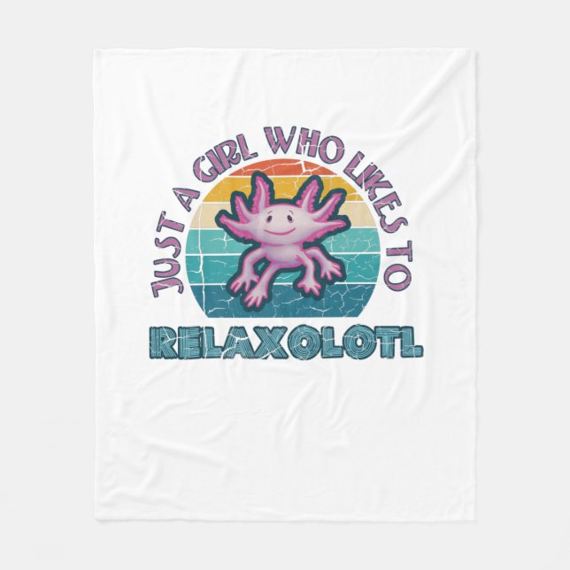 Axolotl Bara en flicka som gillar Relaxolotl Slapp Fleecefilt (Framsidan)
