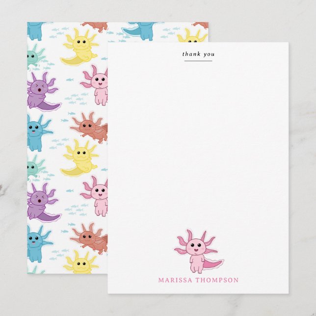 Axolotl Barn Cute Salamander Barn Flicka Tack Kort (Fram/baksida)