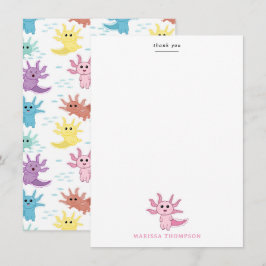 Axolotl Barn Cute Salamander Barn Tjej Tack Kort