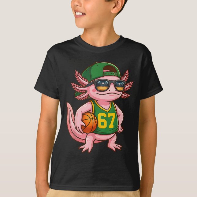 Axolotl Basketball 67 Gen Alpha Slang Srts Men Boy T Shirt (Framsida)