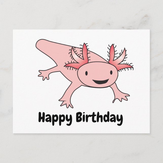 Axolotl Birthday Funny Cute Vykort (Framsida)
