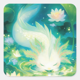 Axolotl Blommig Oas Fyrkantigt Klistermärke