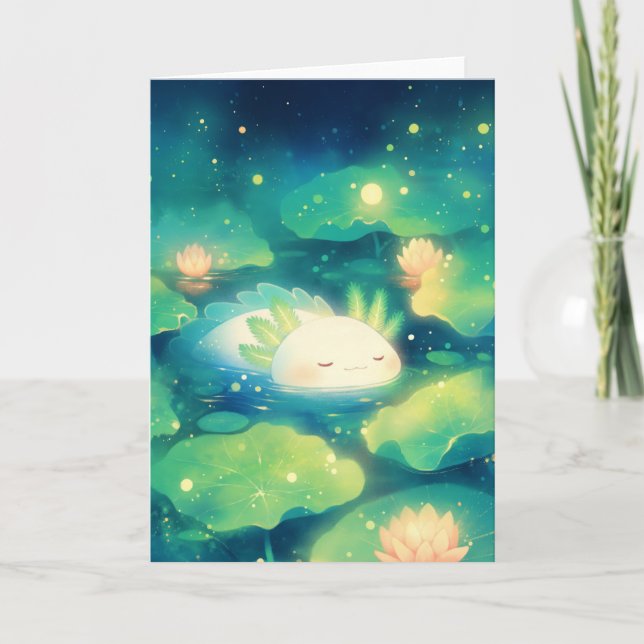 Axolotl Blommigt Dream Kort (Framsida)