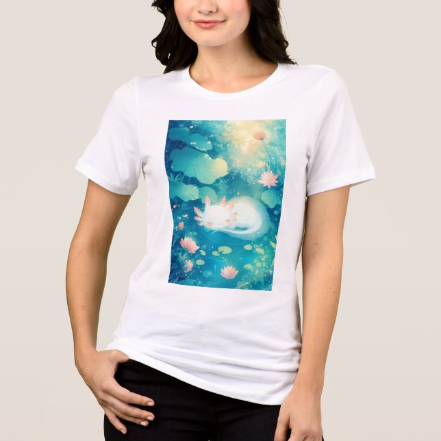 Axolotl Blomster Damm Frid T Shirt (Framsida)