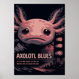 Axolotl Blues Noir Djur Konst Poster