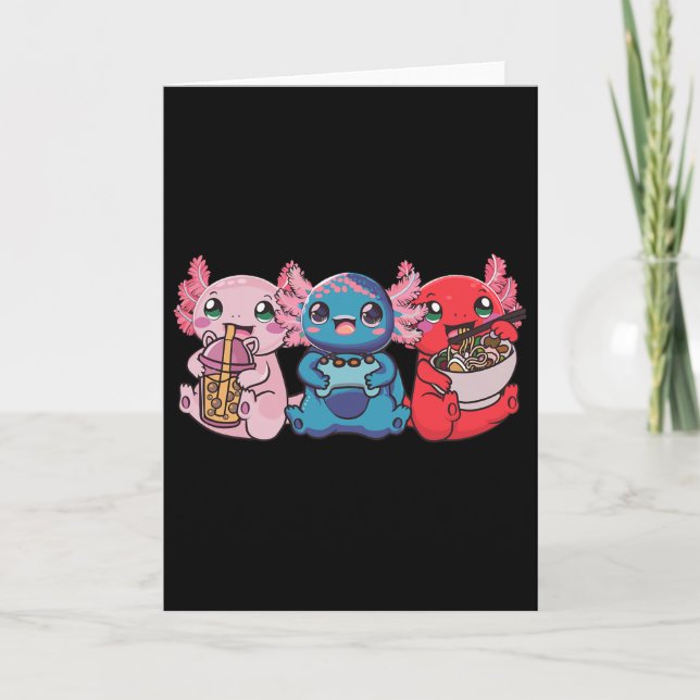 Axolotl Bo Tea Bubble Tea Spel Spelare Ramen Axolo Kort (Framsida)