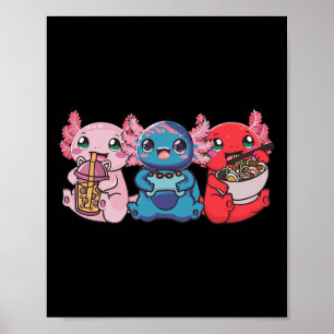 Axolotl Bo Tea Bubble Tea Spelande Spelare Ramen A Poster