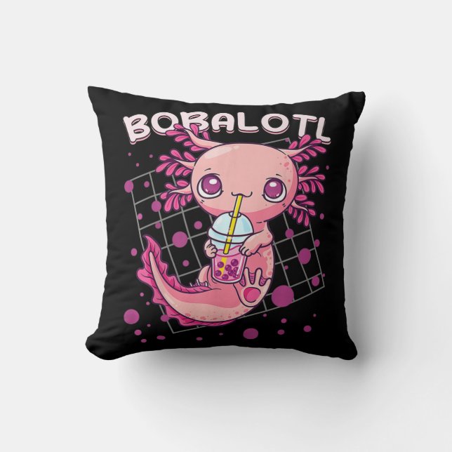 Axolotl Boba Tea Bubble Tea Kawaii Anime Japanska Kudde (Framsida)