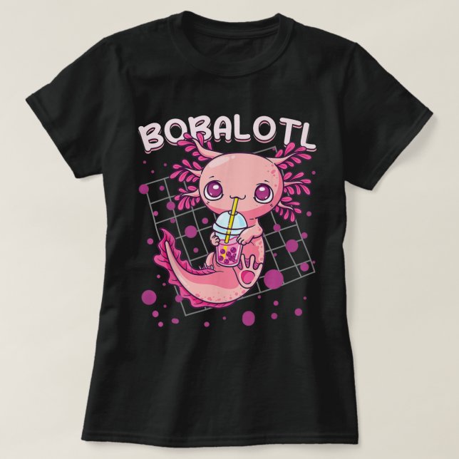 Axolotl Boba Tea Bubble Tea Kawaii Anime Japanska T Shirt (Design framsida)