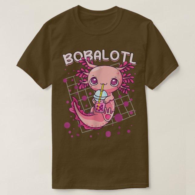 Axolotl Boba Tea Bubble Tea Kawaii Anime Japanska T Shirt (Design framsida)
