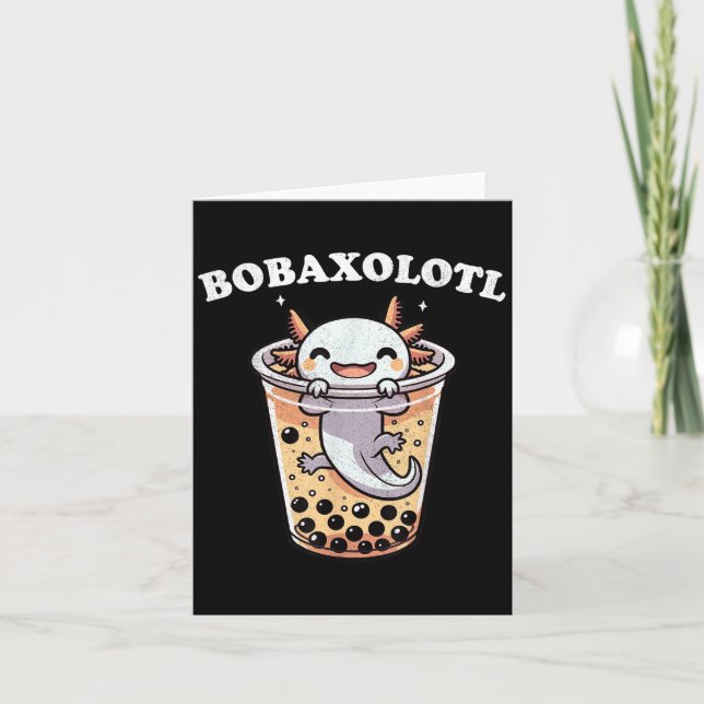 Axolotl Boba Tea Bubble Tea Mjölk Tea Anime Axolot Kort (Framsida)