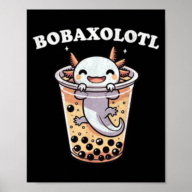 Axolotl Boba Tea Bubble Tea Mjölk Tea Anime Axolot Poster (Framsidan)