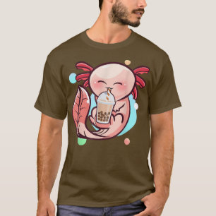 Axolotl Boba Tea Funny Amphibian Drinking Bubble T Shirt