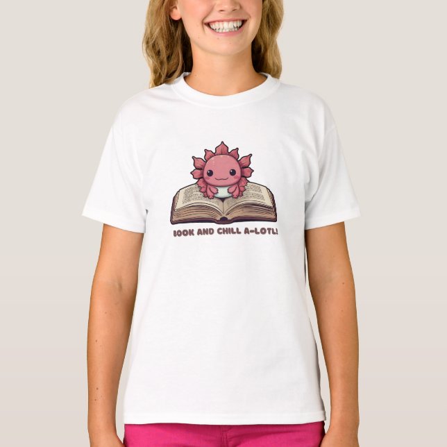 Axolotl Booklover Funny Cute Animal T Shirt (Framsida)