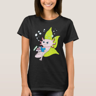 Axolotl Bookworm Girls Boys Bok Reading Axolotl T Shirt