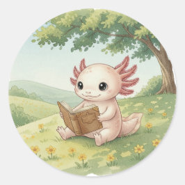 Axolotl Bookworm Runt Klistermärke
