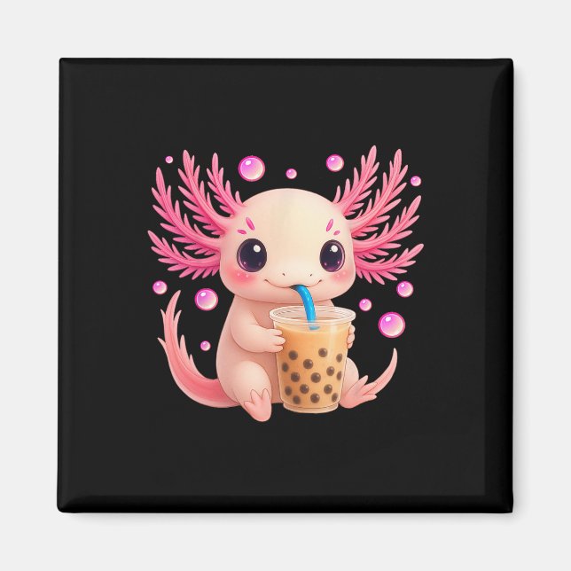 Axolotl Bubble Bo Tea Anime Cute Kawaii Tonåring f Magnet (Framsidan)