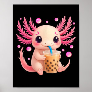Axolotl Bubble Bo Tea Anime Cute Kawaii Tonåring f Poster