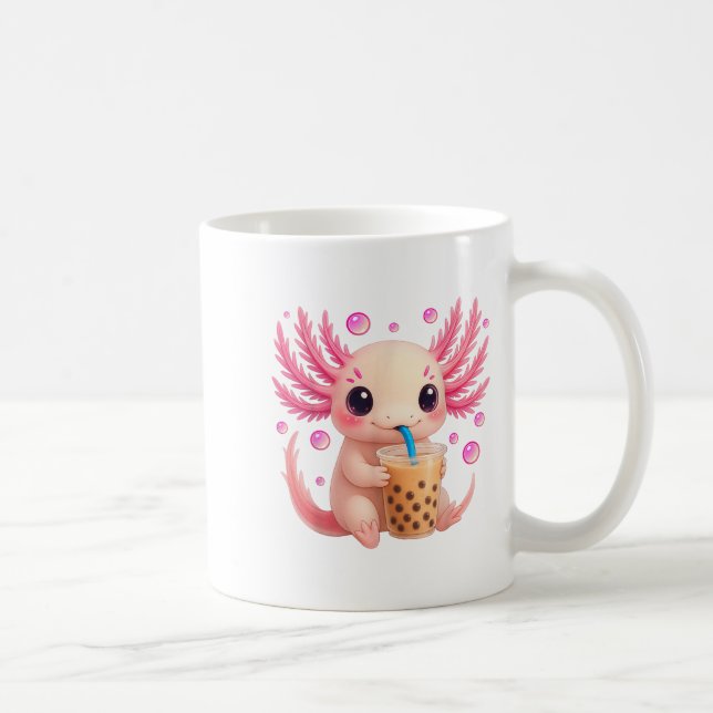 Axolotl Bubble Boba Tea Anime Cute Kawaii Tonåring Kaffemugg (Höger)
