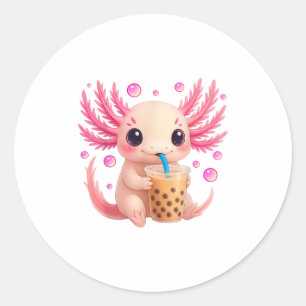 Axolotl Bubble Boba Tea Anime Cute Kawaii Tonåring Runt Klistermärke