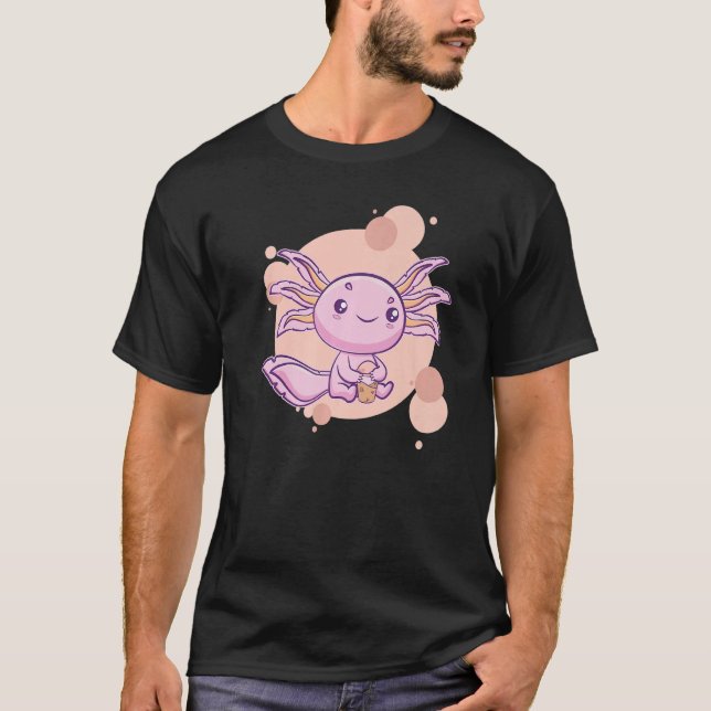 Axolotl Bubble Tea Boba Ambystoma Mexicanum Walkin T Shirt (Framsida)