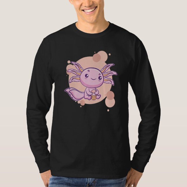 Axolotl Bubble Tea Boba Ambystoma Mexicanum Walkin T Shirt (Framsida)