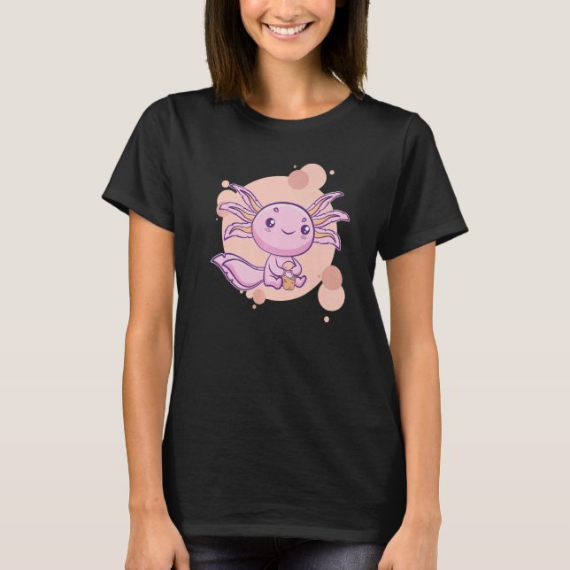 Axolotl Bubble Tea Boba Ambystoma Mexicanum Walkin T Shirt (Framsida)
