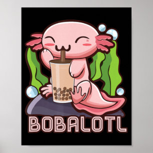 Axolotl Bubble Tea Girls Tonåring Women Kawaii Ani Poster