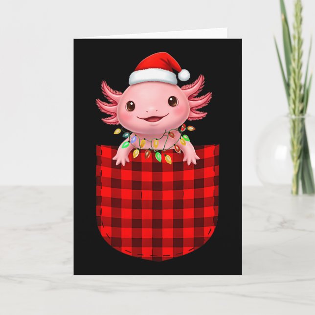Axolotl Buffalo Red Plaid Cket Christmas Funny Men Kort (Framsida)