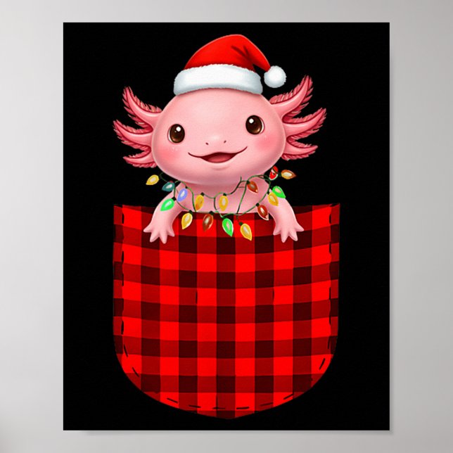 Axolotl Buffalo Red Plaid Cket Christmas Funny Men Poster (Framsidan)