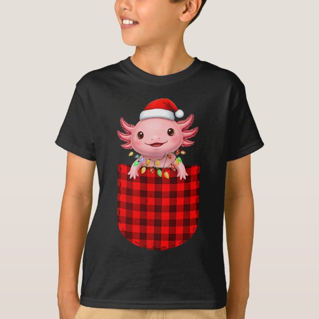 Axolotl Buffalo Red Plaid Cket Christmas Funny Men T Shirt (Framsida)