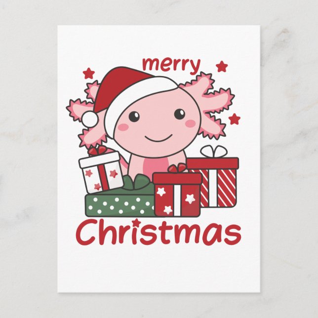 Axolotl Christmas Gift Winter Animals Axolotl Helg Vykort (Framsida)