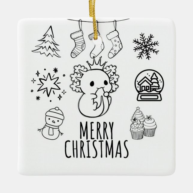 Axolotl christmas julgransprydnad keramik (Framsida)