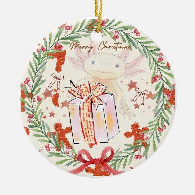 Axolotl christmas julgransprydnad keramik (Framsidan)