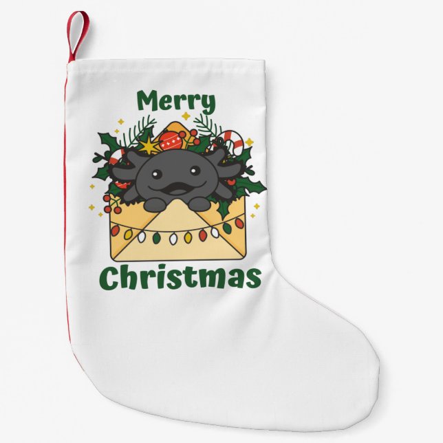 Axolotl Christmas Letter Winter Animals Axolotls Liten Julstrumpa (Framsidan)