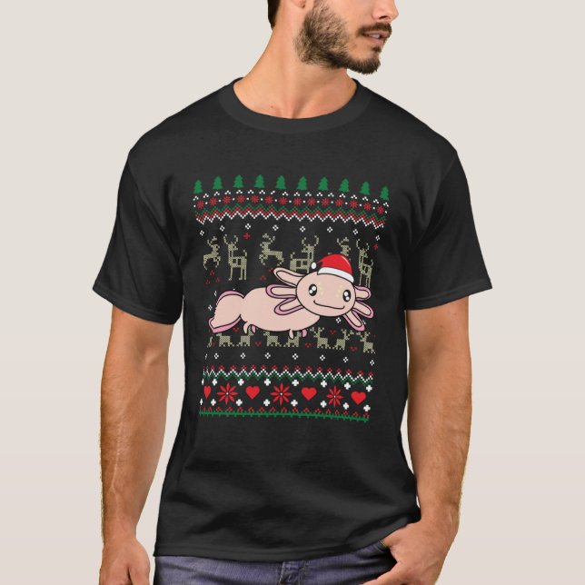 Axolotl Christmas  Tree  Animal T Shirt (Framsida)