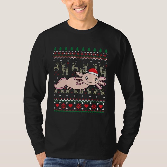 Axolotl Christmas  Tree  Animal T Shirt (Framsida)