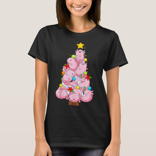 Axolotl Christmas Tree Ornament Fish Axolotl Anima T Shirt (Framsida)