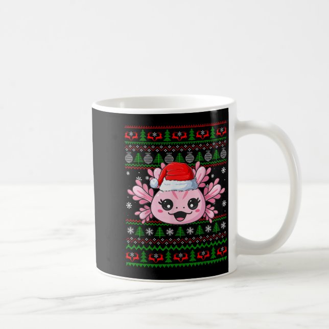 Axolotl Christmas Ugly Sweater Santa Axolotl Head  Kaffemugg (Höger)