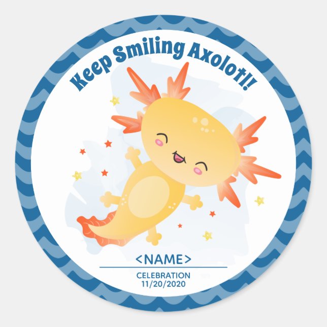 Axolotl Classic Round Sticker Runt Klistermärke (Framsida)