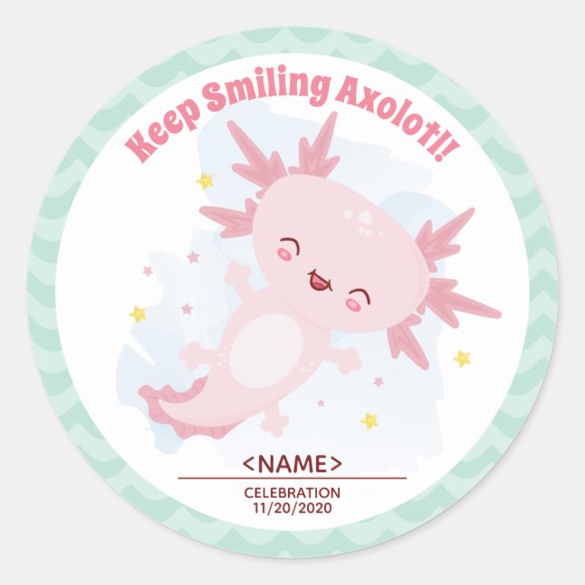 Axolotl Classic Round Sticker Runt Klistermärke (Framsida)