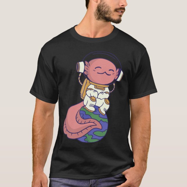 axolotl cute funny axolotl lover earth space space t shirt (Framsida)