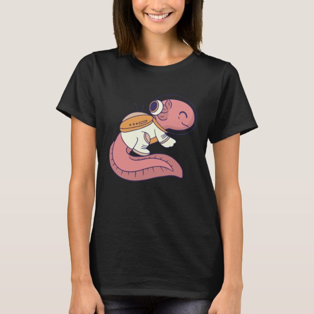 axolotl cute funny axolotl lover space spaceman t shirt (Framsida)