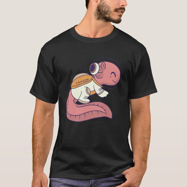 axolotl cute funny axolotl lover space spaceman t shirt (Framsida)