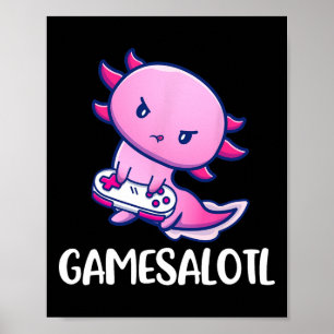 Axolotl Cute Spela videospel Poster
